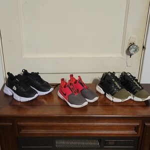Nike Kids' Black, Red, and Olive Sneakers Trio